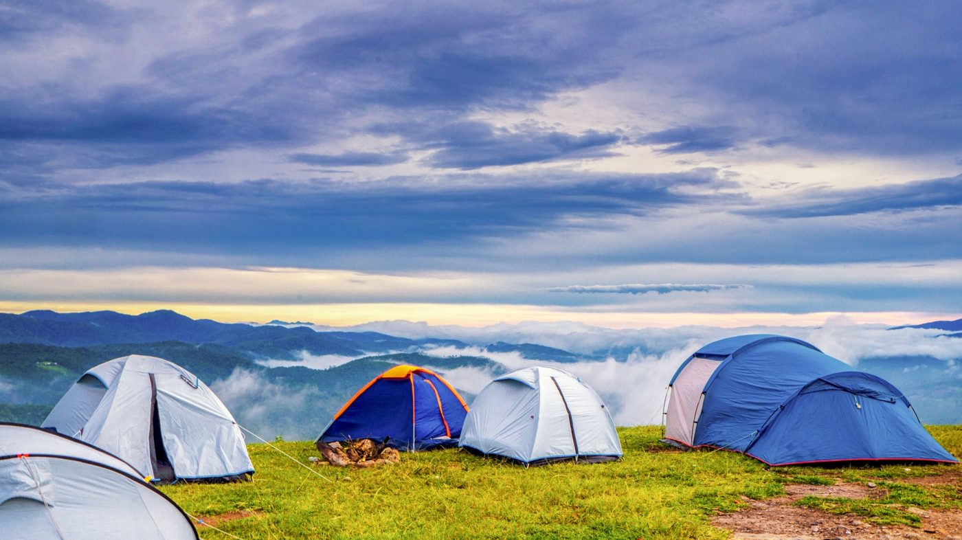 camping on top of a mountain
