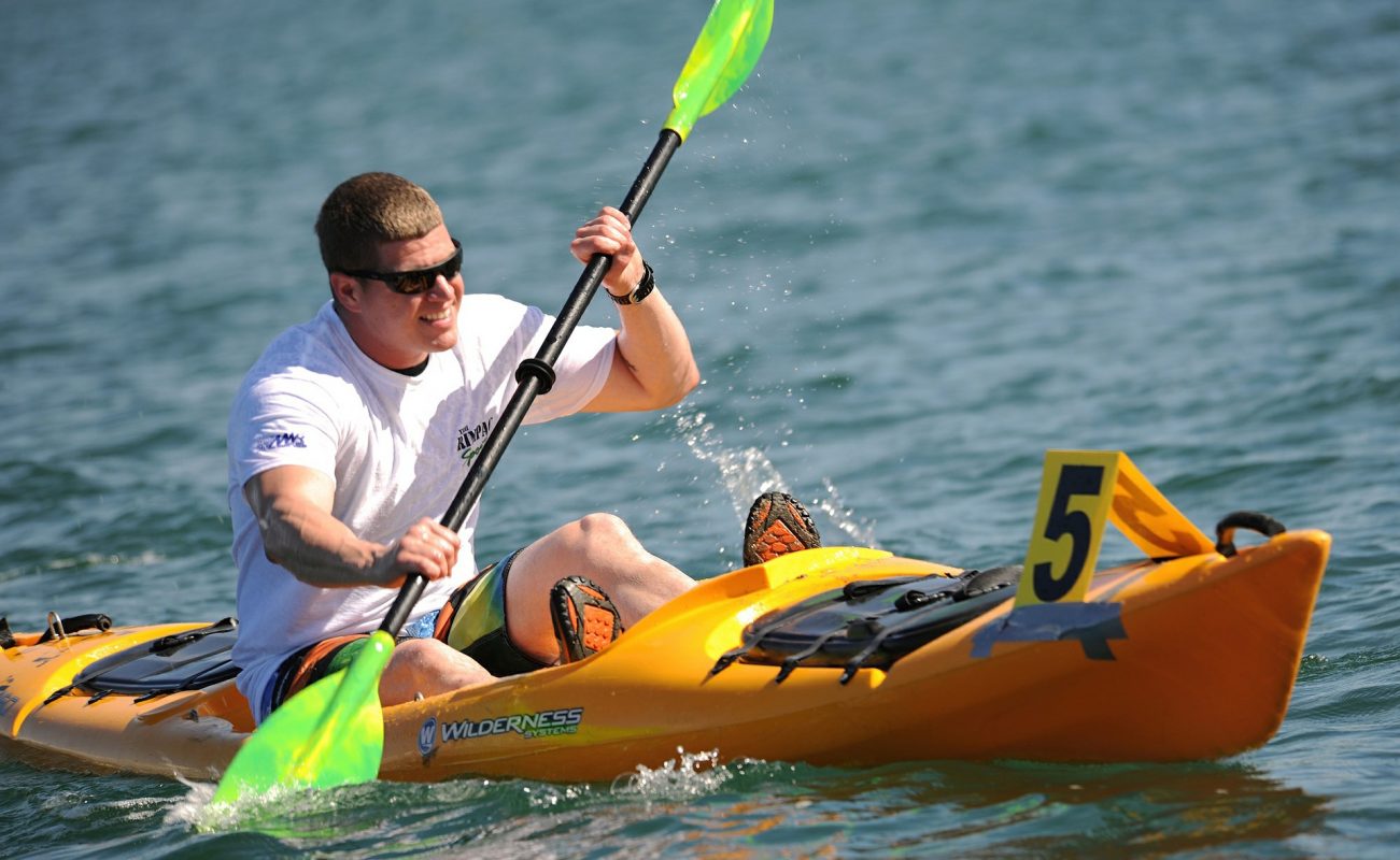 man kayaking
