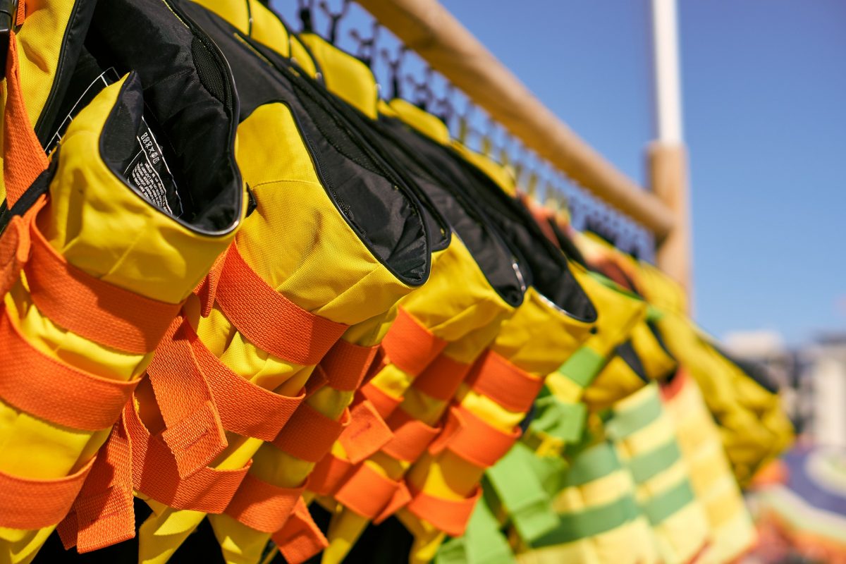 life jackets hanging