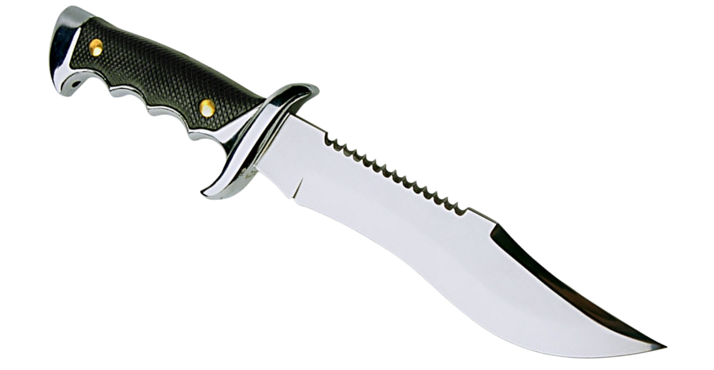 black and silver hunting knife
