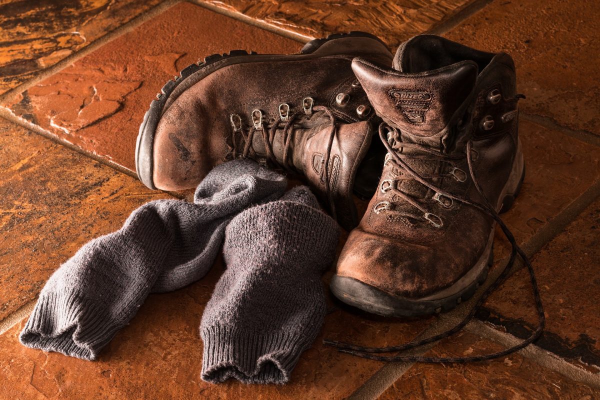 hiking boots with socks