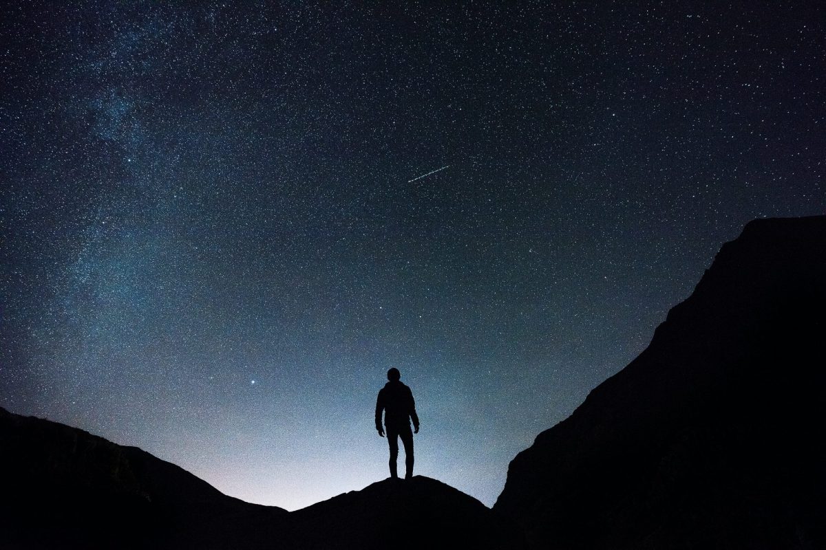 man going on a night hike