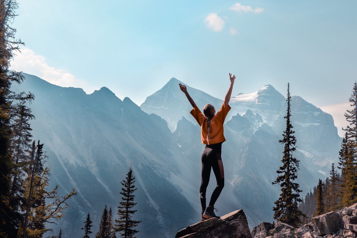 woman hiking in the mountains