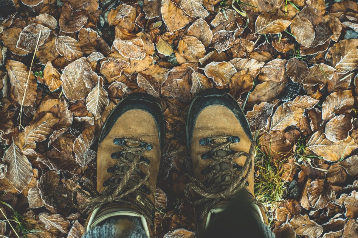 brown hiking boots