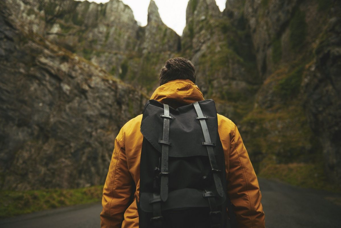 man hiking