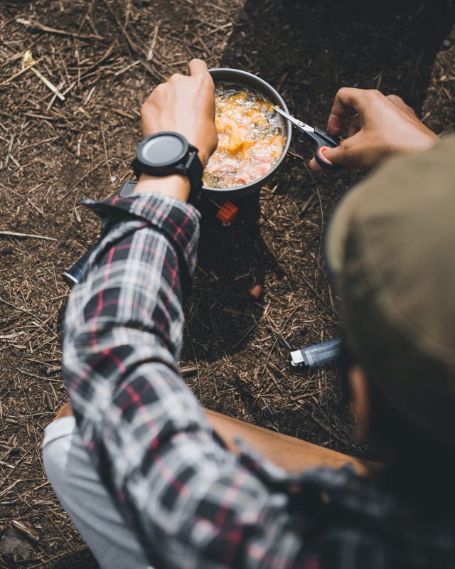 portable stove at a camp