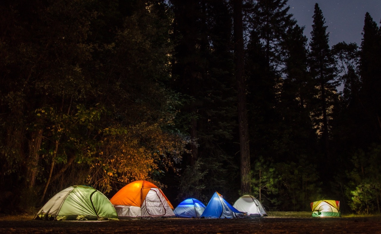 camping at nightfall