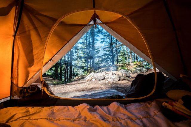 inside a tent